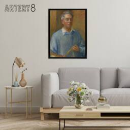"Artery8 Artist Self Portrait William James Glackens Framed Canvas Wall Art - Size: W18"" x H24""" - thumbnail 3