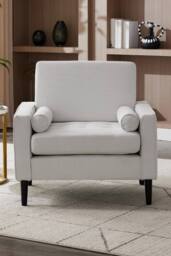 Living and Home Mid-Century Linen Single Sofa Armchair in Beige - thumbnail 3