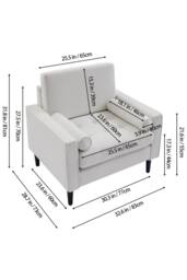 Living and Home Mid-Century Linen Single Sofa Armchair in Beige - thumbnail 2