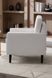 Living and Home Mid-Century Linen Single Sofa Armchair in Beige - thumbnail 4