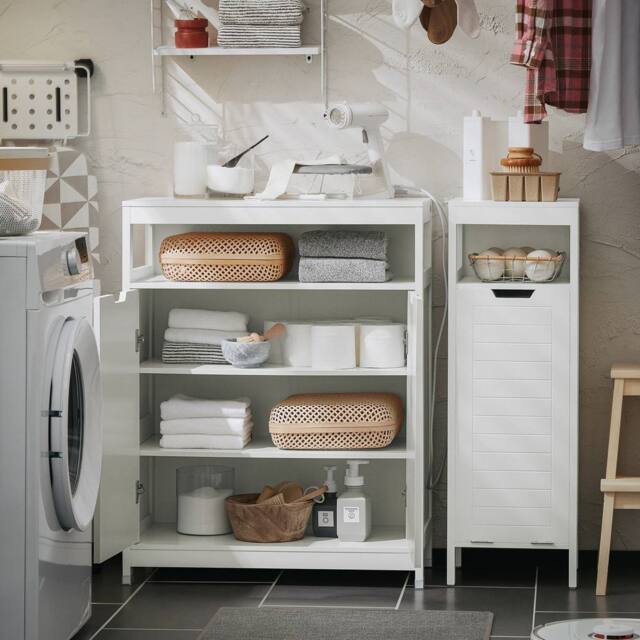 SoBuy Bathroom Floor Cabinet - Dual Shutter Doors Coastal in White - image 1