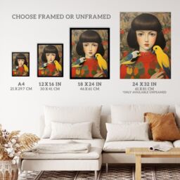 Wee Blue Coo Wall Art Print Birds Of A Feather Modern Portrait Living Room Framed in Red - Size: A4 - thumbnail 3