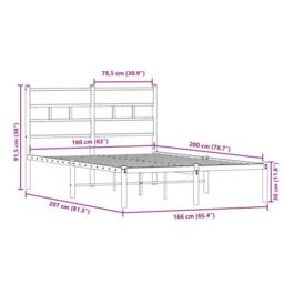 Berkfield Home Metal Bed Frame without Mattress Smoked Oak 160x200 cm in Brown - thumbnail 9