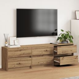Berkfield Home TV Cabinet Brown 181 x 34 x 50 cm Particle board & LED lights - thumbnail 1
