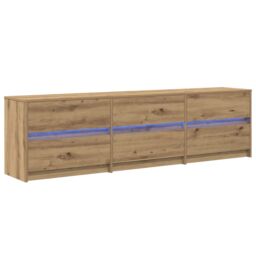 Berkfield Home TV Cabinet Brown 181 x 34 x 50 cm Particle board & LED lights - thumbnail 2