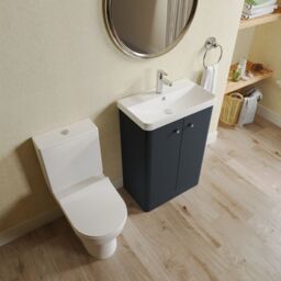 Balterley Floor 2 Door Bathroom Vanity Unit, Tap & Toilet Pack, Dark Grey, 579mm in Grey - thumbnail 3