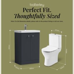 Balterley Floor 2 Door Bathroom Vanity Unit, Tap & Toilet Pack, Dark Grey, 579mm in Grey - thumbnail 5