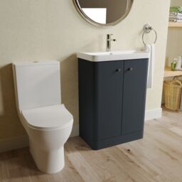 Balterley Floor 2 Door Bathroom Vanity Unit, Tap & Toilet Pack, Dark Grey, 579mm in Grey - thumbnail 4