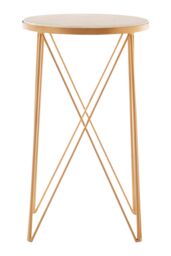 Orsina Round White Marble Side Table, Gold Lattice Iron Legs, Boutique Style Luxe Accent Table for Living Room - thumbnail 1