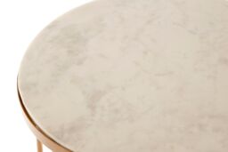 Orsina Round White Marble Side Table, Gold Lattice Iron Legs, Boutique Style Luxe Accent Table for Living Room - thumbnail 3