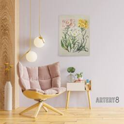"Artery8 New Zealand Snow Groundsel Flowers Featon Canvas Wall Art Print in Beige - Size: W12"" x H16""" - thumbnail 3