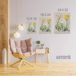 "Artery8 New Zealand Snow Groundsel Flowers Featon Canvas Wall Art Print in Beige - Size: W12"" x H16""" - thumbnail 4
