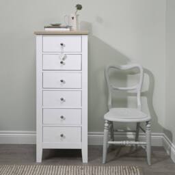 Nöa and Nani Leines 6 Drawer Tall Chest of Drawers in White & Oak - thumbnail 2