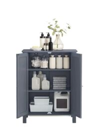 Modcraft Grey Bathroom Storage Cabinet - Freestanding Cupboard with 2 Adjustable Shelves - thumbnail 4