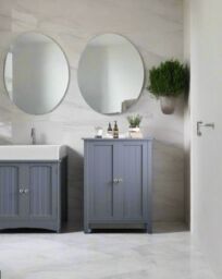 Modcraft Grey Bathroom Storage Cabinet - Freestanding Cupboard with 2 Adjustable Shelves - thumbnail 5