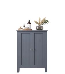 Modcraft Grey Bathroom Storage Cabinet - Freestanding Cupboard with 2 Adjustable Shelves - thumbnail 3