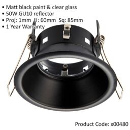 Loops Anti-Glare Recessed Bathroom Downlight IP65 - 50W GU10 Reflector - Matt Black - thumbnail 2