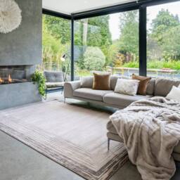 Kukoon Grey Border Beige Abstract Soft Pile Living Room Area Rug - Size: 80 cm x 150 cm - thumbnail 3