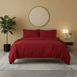 Snug City Flannelette Cotton Duvet Cover Set Soft Brushed Warm Bedding Set in Red - Size: Double - thumbnail 1