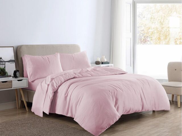 HomeSpace Direct Brushed Cotton Flannelette Duvet Cover Set in Pink - Size: Super King - image 1