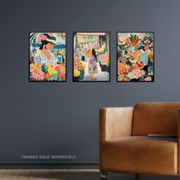 Artery8 Set of 3 The Flower Stall Danish Pastel Aesthetic Matisse Style Soft Calm Unframed Wall Art Living Room Poster Prints Pack - Size: A4 - thumbnail 2