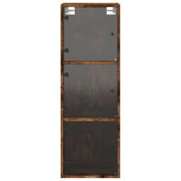 Berkfield Home Wall Cabinet with Glass Doors Smoked Oak 35x37x100 cm in Brown - Size: 35 x 37 x 100 cm - thumbnail 6
