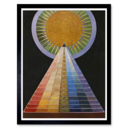 "Artery8 Wall Art Print Hilma Af Klint 1907 Altarpiece No 1 Group X Abstract Art Rainblow Block Pyramic Sun Painting Art Framed - Size: W12"" x H16""" - thumbnail 1