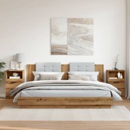 Berkfield Home Bedside Cabinets 2 pcs Artisan Oak 40x36x65 cm Engineered Wood in Brown - Size: 40 x 36 x 65 cm - thumbnail 4