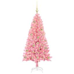 Berkfield Home Christmas Tree with 150 LEDs with Stand Pink 150 cm PVC - thumbnail 3