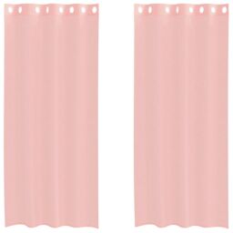 Berkfield Home Voile Curtains with Grommets 2 pcs Pink 140x245 cm - thumbnail 2