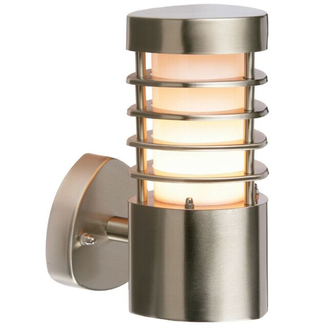 Loops IP44 Outdoor Wall Light Stainless Steel Open Lantern Traditional Slotted Porch in Metallics - image 1