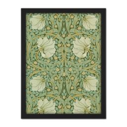 "Artery8 Wall Art Print William Morris Pimpernel Arts Craft Pattern Design Large Framed Wall Décor Art in Brown - Size: W18"" x H24""" - thumbnail 1