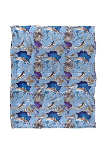 JQ Licensing Jl-Jp-Jq Sailfish Tiki Fishing Pattern Silky Touch Super Soft Throw Blanket 152 X 127 cm in White - image 1
