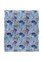 JQ Licensing Jl-Jp-Jq Sailfish Tiki Fishing Pattern Silky Touch Super Soft Throw Blanket 152 X 127 cm in White - thumbnail 1