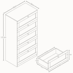 Home Discount Vida Designs Altino 5 Drawer Chest of Drawers Bedroom Furniture in Grey - thumbnail 2