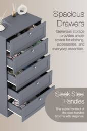 Home Discount Vida Designs Altino 5 Drawer Chest of Drawers Bedroom Furniture in Grey - thumbnail 3