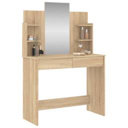 Berkfield Home Dressing Table with Mirror Sonoma Oak 96x39x142 cm in Brown - Size: 96 x 39 x 142 cm - thumbnail 3