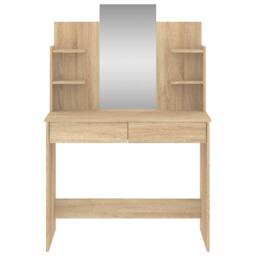 Berkfield Home Dressing Table with Mirror Sonoma Oak 96x39x142 cm in Brown - Size: 96 x 39 x 142 cm - thumbnail 4