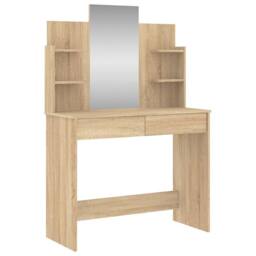 Berkfield Home Dressing Table with Mirror Sonoma Oak 96x39x142 cm in Brown - Size: 96 x 39 x 142 cm - thumbnail 1