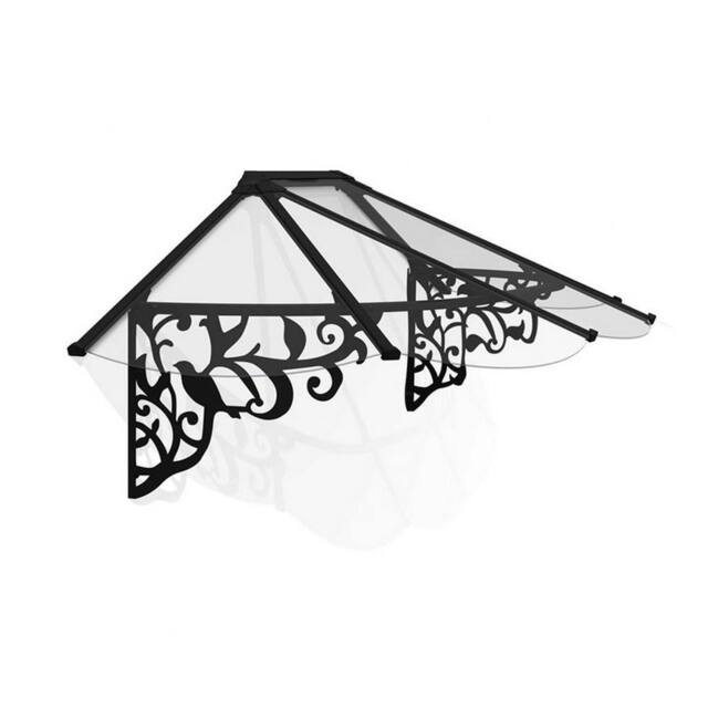 Palram Patio Cover Lily Extendable Canopy Door Awning Kit 2130 Clear, L216 cm in Black - image 1