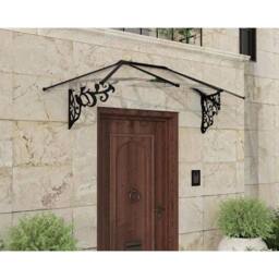 Palram Patio Cover Lily Extendable Canopy Door Awning Kit 2130 Clear, L216 cm in Black - thumbnail 2