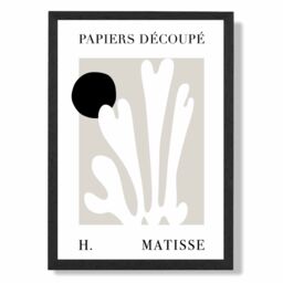 ARTZE Matisse Floral Cutout Beige & Black Framed Print SIZE: A4 with Black Frame - thumbnail 1