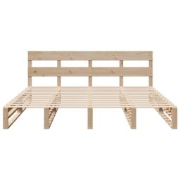 Berkfield Home Bed Frame without Mattress 200x200 cm Solid Wood Pine in Brown - thumbnail 6
