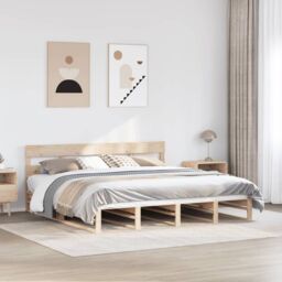 Berkfield Home Bed Frame without Mattress 200x200 cm Solid Wood Pine in Brown - thumbnail 1