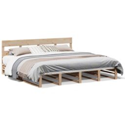 Berkfield Home Bed Frame without Mattress 200x200 cm Solid Wood Pine in Brown - thumbnail 2