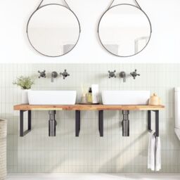 Berkfield Home Bathroom Vanity Top Untreated 120x60x4 cm Solid Wood Acacia in Brown - Size: 120 x 60 x 4 cm - thumbnail 2
