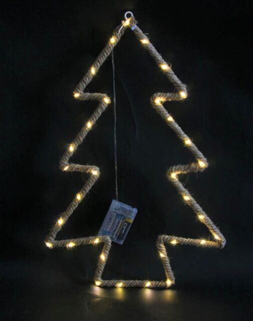 Shatchi Christmas Tree Silhouette LED Hemp Rope Lights Xmas Decoration Battery Operated Holiday Garden Hanging Decorations in Brown - image 1
