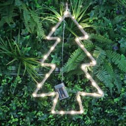 Shatchi Christmas Tree Silhouette LED Hemp Rope Lights Xmas Decoration Battery Operated Holiday Garden Hanging Decorations in Brown - thumbnail 2