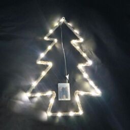 Shatchi Christmas Tree Silhouette LED Hemp Rope Lights Xmas Decoration Battery Operated Holiday Garden Hanging Decorations in Brown - thumbnail 3