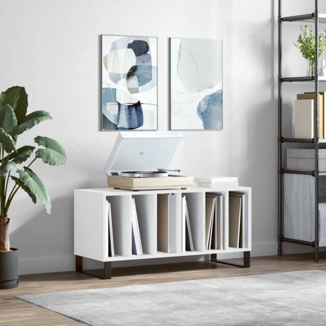 Berkfield Home Record Cabinet White 100x38x48 cm Engineered Wood - Size: 100 x 38 x 48 cm - image 1